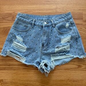 Jean Beaded Shorts Sz 30‎ NEW